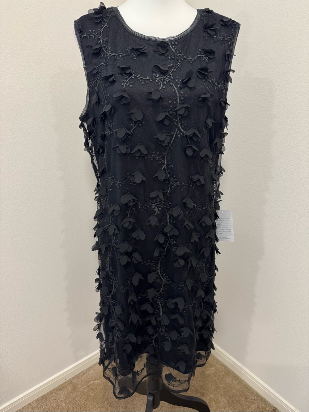 Max Studio Sheath Dress 3D Appliqué Floral XL Party Cocktail Evening Wedding